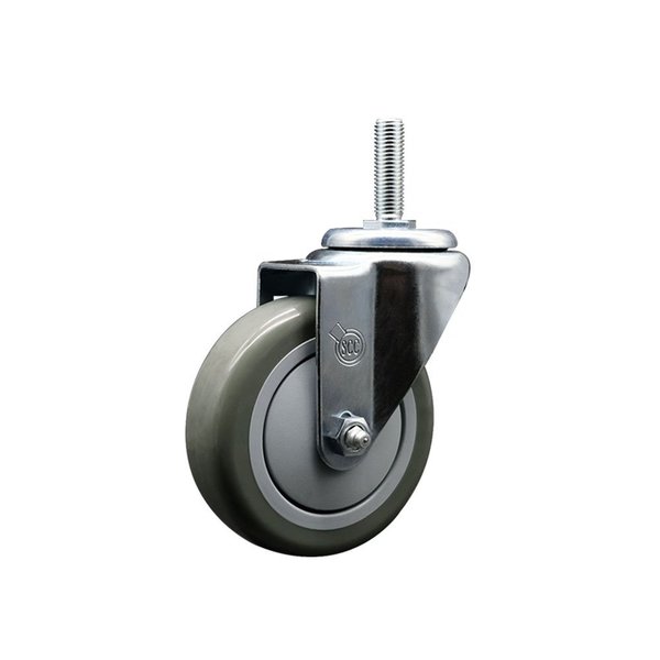 Service Caster 4 Inch Gray Polyurethane Wheel Swivel 34 Inch Threaded Stem Caster Service Caster SCC-TS20S414-PPUB-34212